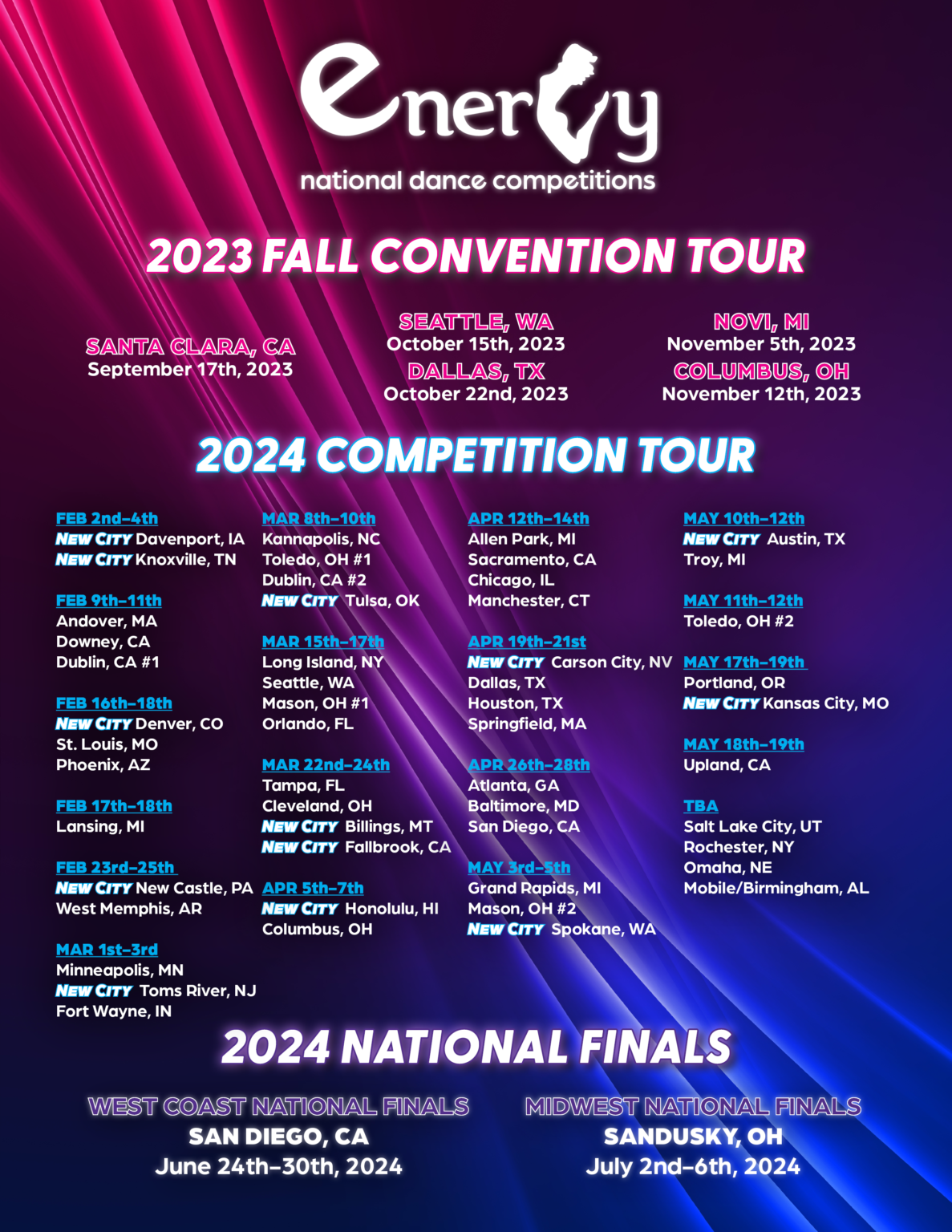 Tour Dates Energy National Dance Competition